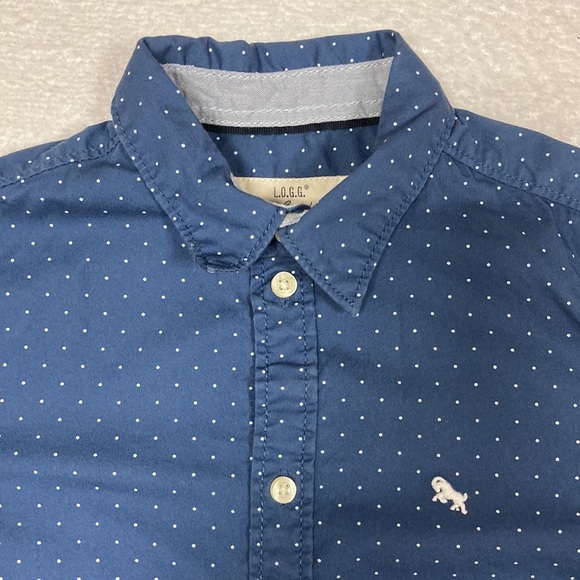 H&M label of graded goods L.O.G.G. 5/6 button down blue white dots - Picture 2 of 9